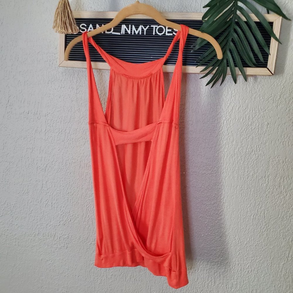 Sole Mio Los Angeles I Jersey Knit Open Back Coral Blouse Made in the US…